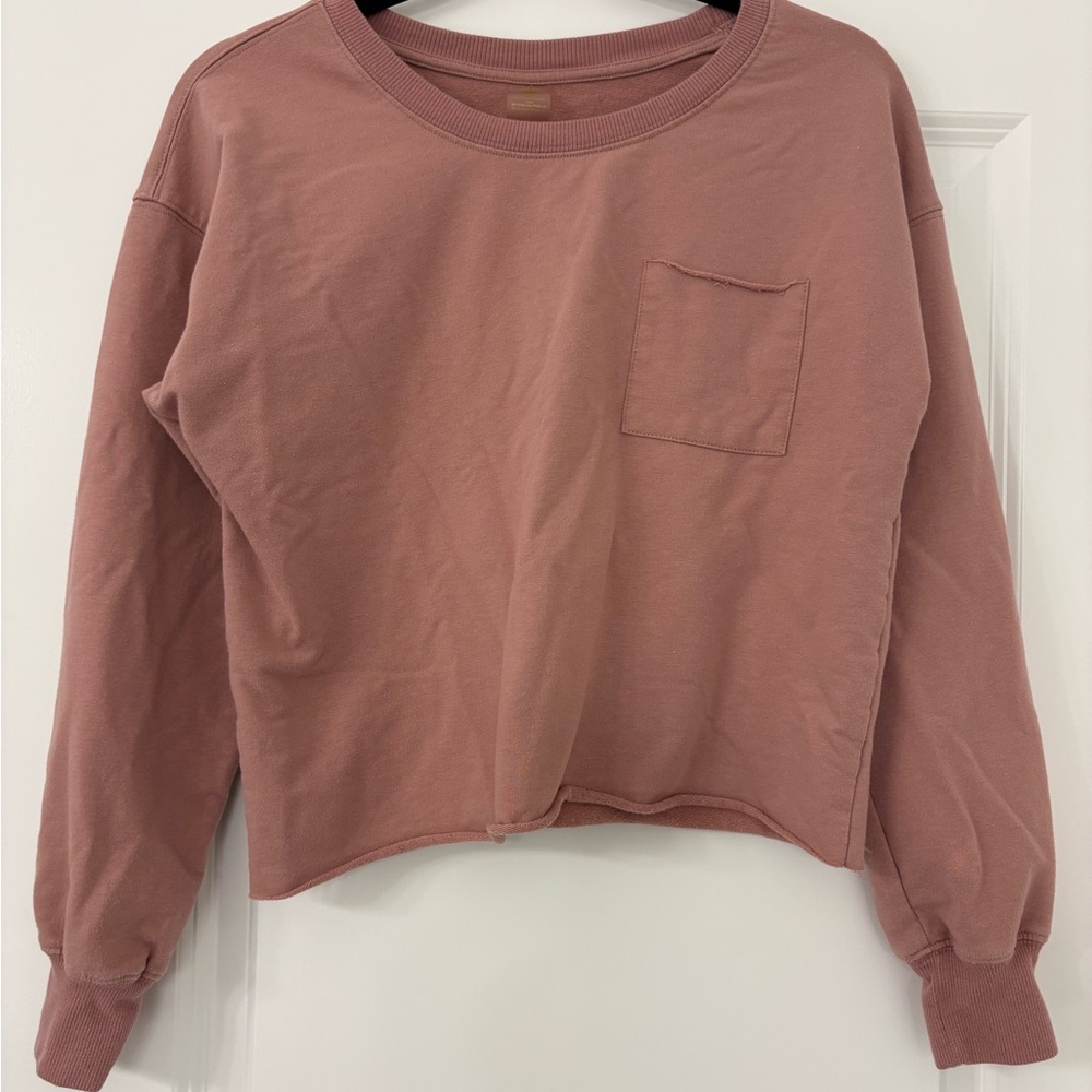 Women's Casual Pink Long Sleeve crop top